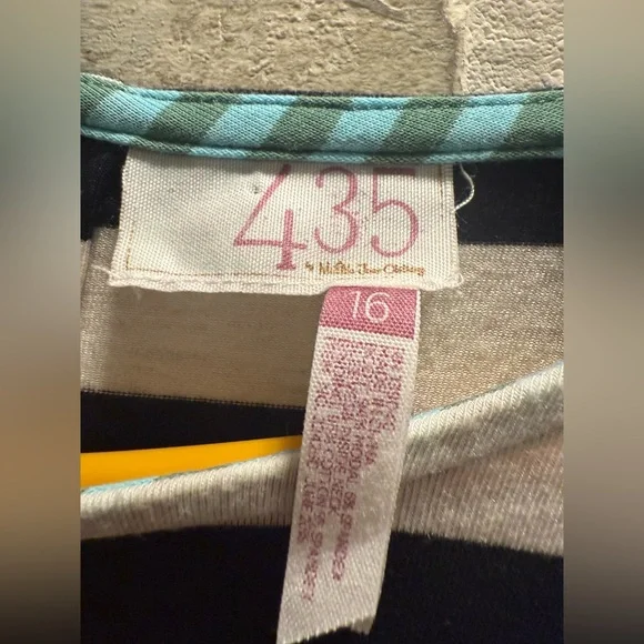 Matilda Jane Black and White Striped Dress with Pink Sleeves - Picture 2 of 5